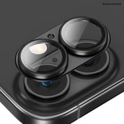 [2 Pack] KisonovaGuard for iPhone 17 Camera Lens Protector, [Military Grade Shatterproof][Full Coverage Metal] [Strong Adsorption] 9H Metal Tempered Glass Camera Screen Cover - Black