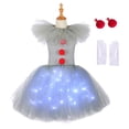 thumbnail image 1 of Disfraz de Joker gris para niñas, vestido de tutú con luz LED, payaso espeluznante, ropa de Cosplay para fiesta de carnaval, vestido de tul para niños pequeños, 1 of 3