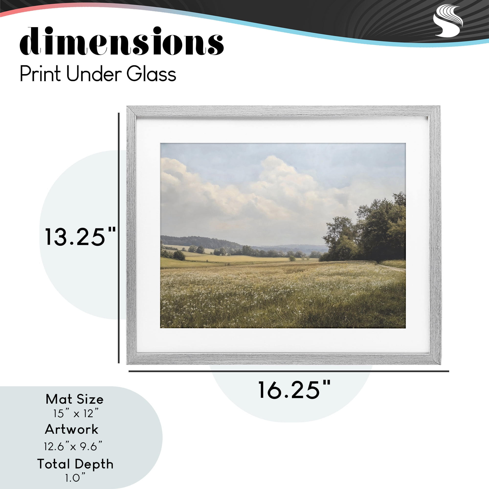 Stupell Industries Summer Landscape Cloudy Meadow Gray Framed Print Under Glass, design by Franklyn Gregory