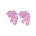 thumbnail image 2 of Cjfdfy Toddler Baby Girls Plaid Outfit Fashionable Long Sleeve Doll Collar Tops With Pants 2Pcs Fall Set Cute Pink Brown Plaid Fall Winter Outfit Size 6M-4Y, 2 of 9