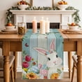 thumbnail image 2 of Table Runner 60 Inches Long for Kitchen Dining, Easter Dresser Scarf Farmhouse, Dining Table Decorations for Wedding/Parties, Spring Watercolor Bunny Eggs Tulip Wooden Grain 13 x 60 In, 2 of 8