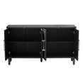 thumbnail image 5 of 59.8" Buffet Sideboard Cabinet, Luxury Style Storage Cabinet with 4 Linen Cabinet Doors, Accent Console Table with Two Adjustable Shelves, Wood Buffet Sideboard for Living Room Entrance, Black, 5 of 9