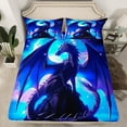 YST Blue Western Dragon Bedding Sheets Twin,Moon Dragon Kids Sheet Set