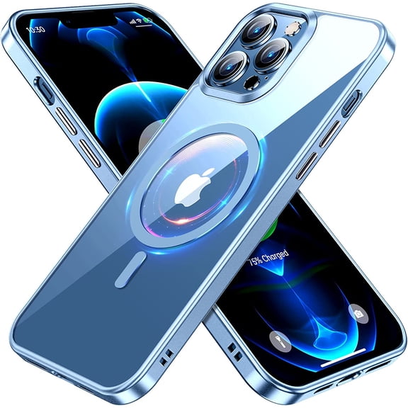 Magnetic Slim Crystal Clear for iPhone 12 Pro Max Case Magsafe [Not Yellowing][Compatible with MagSafe] [No.1 Strong Magnets] Compatible with iPhone 12 Pro Max Protective Case (Navy Blue)