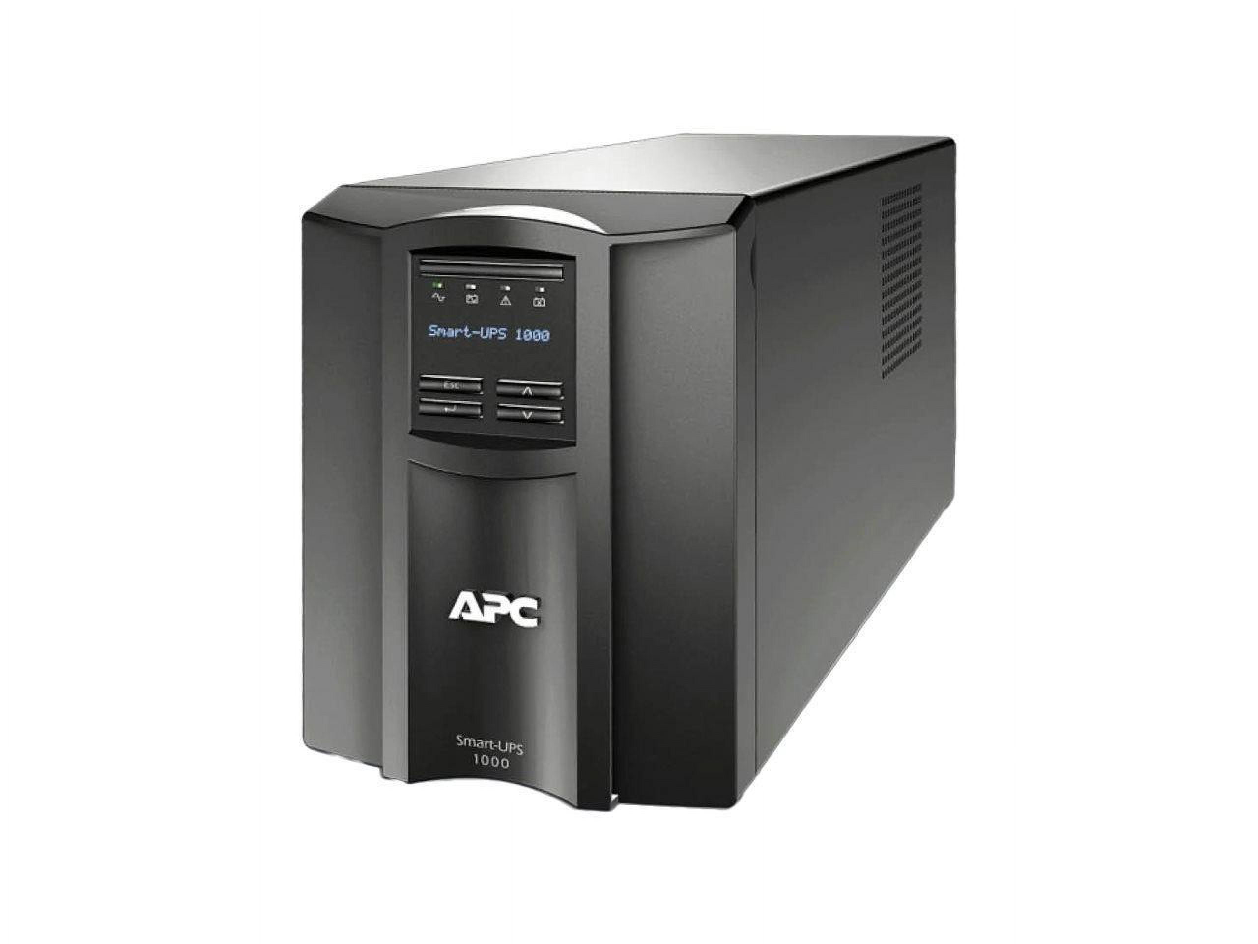 APC Smart-UPS, Line Interactive, 1000VA, Tower, 120V, 8x NEMA 5-15R outlets, SmartConnect Port+SmartSlot, AVR, LCD, TAA