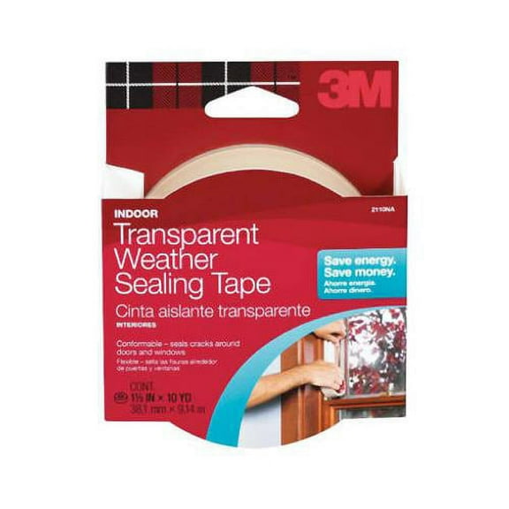 3M 2110 Clear Adhesive Weatherproofing Tape, 1-1/2-In. x 30-Ft.