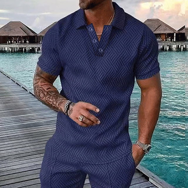 Dvkptbk Men‘s Track Summer Tenues Courtes Mode Chemise Décontractée Manches Courtes Col Rabattu Blouse & Chemise en Liquidation