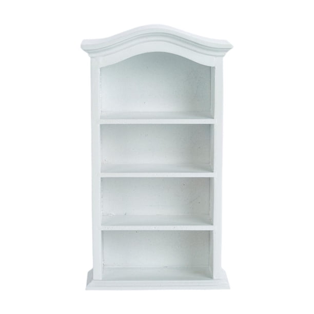 Estantería de madera en miniatura para casa de muñecas, accesorio para juegos de simulación, ideal para bricolaje. Blanco