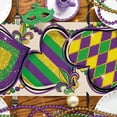thumbnail image 4 of Mardi Gras Love Hearts Table Runner, Glitter Diamond Stripes New Orleans Carnival Kitchen Dining Table Decoration, Fleur De Lis Beads Burlap Indoor Outdoor Home Decor Party Supply 13.8 x 90 Inches, 4 of 6