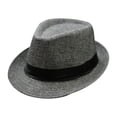 thumbnail image 3 of Woshilaocai Mens Classic Fedora Wide Brim Panama Dress Hat,Gray,One Size, 3 of 3
