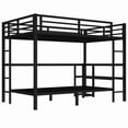 thumbnail image 4 of Bellemave Full XL Over Twin Bunk Bed with Desk and Storage Shelf, Metal Loft Bed with LED Lights & Charging Station, Bunk Bed Frame for Teen & Adults, No Box Spring Needed（Black), 4 of 9