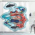 thumbnail image 1 of Ambesonne Fitness Shower Curtain, Words Flowers Barbell, 69"Wx84"L, Dark Coral Blue Grey, 1 of 3