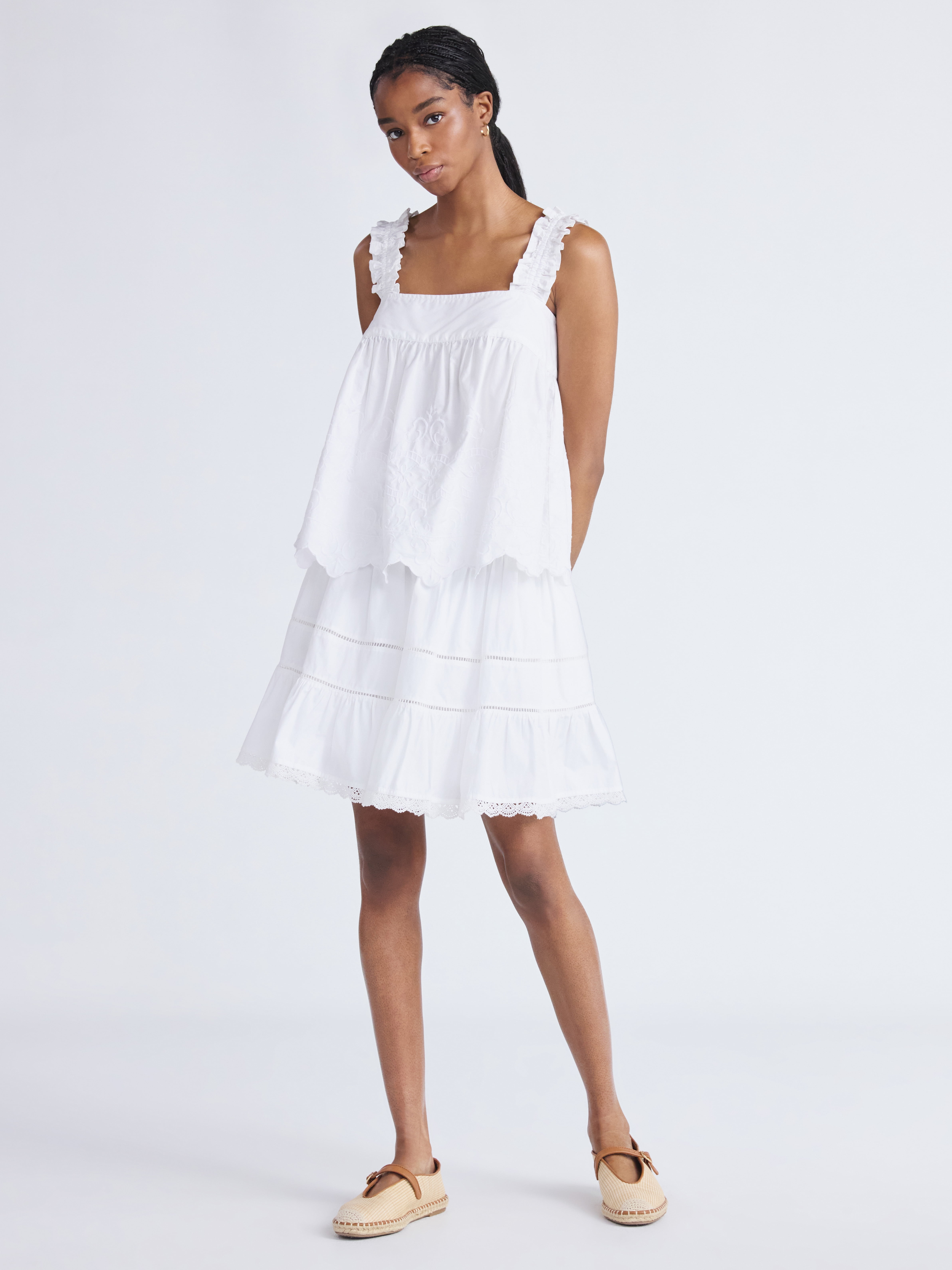Free Assembly Women's Tiered Cotton Eyelet Mini Skirt, Sizes XS-XXL
