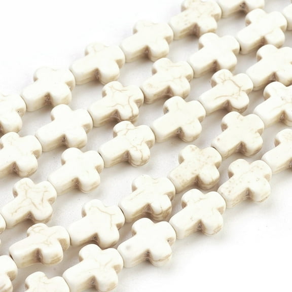 1 strand Turquoise Beads Strands Dyed Cross Beige 10x8x3mm Hole: 1mm 38pcs/strand 15 inch