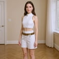 thumbnail image 5 of kp0p Demon Costume Hunters - Huntrix Mira Zoey Rumi White Outfit Full Set, Women Dress up Costume, Demon Hunters Fancy Dress Costume - Beige, M, 5 of 9