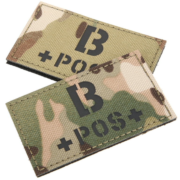 2pcs B Positive Blood Type Patch Camouflage Reflective Blood Type Badges 