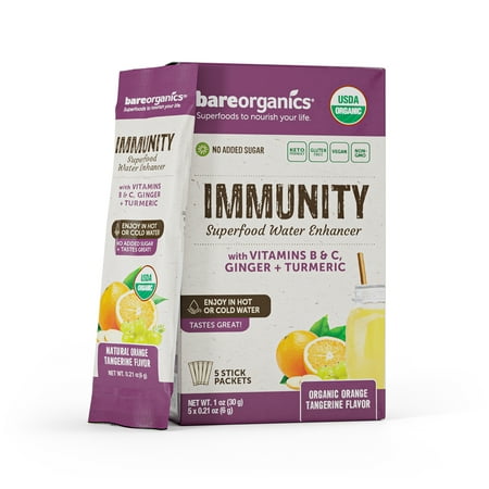 BareOrganics Immunity Blend Superfood Water Mix Packets, 5 Ct