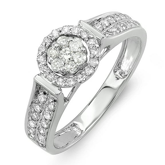 Dazzlingrock Collection 0.55 Carat (ctw) 14k Round Diamond Ladies Bridal Engagement Cluster Halo Ring 1/2 CT, White Gold, Size 8.5