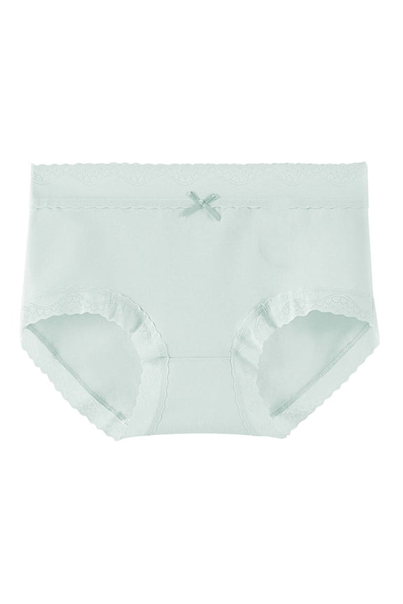 Juniors Breathable Cotton Mid-Waist Underwear - Lace Trim & Bow Accent, Multicolor, Size M - All-Day Comfort for Daily Wear