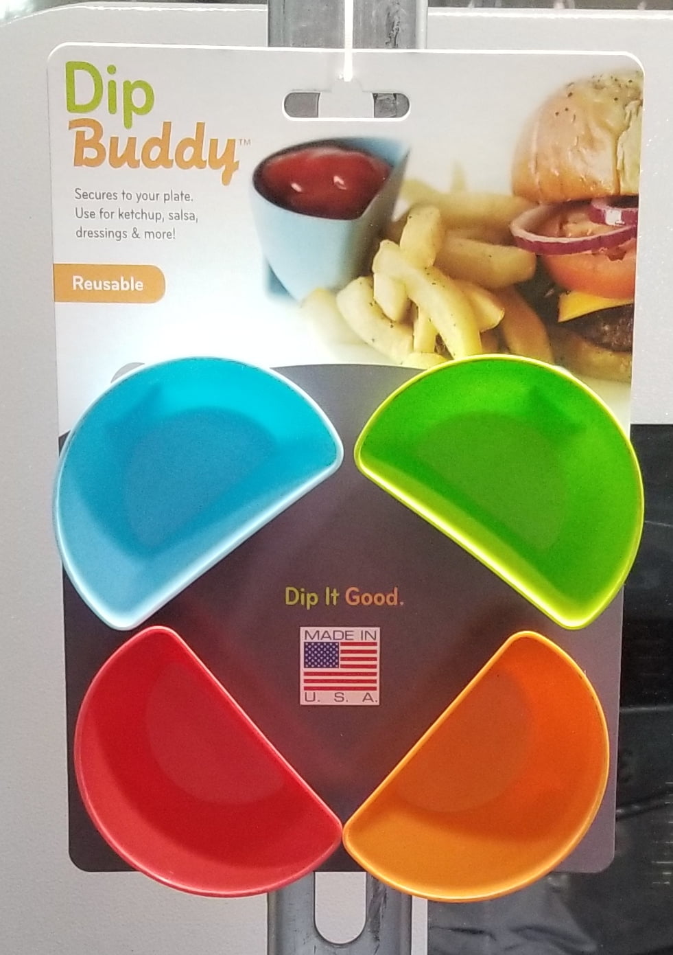 Dip Buddy, Reusable Dipping Sauce Container that Attaches to Your Plate