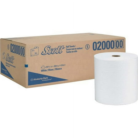 Scott High-Capacity Hard Roll 1 Ply - 8" x 1000 ft - 7.87" Roll Diameter - White - Paper - Chlorine-free, Soft, Absorbent, Nonperforated, Fragrance-free - For Washroom - 12 / Carton