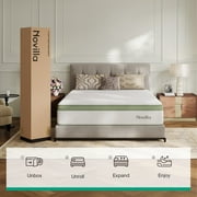 Novilla Snowfall 12 inch Queen size Mattress in a Box, Hybrid Medium Support Mattresses, Pocket Spring and CertiPUR-US, Pressure Relief & Motion Isolation