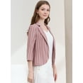 thumbnail image 4 of Blazer De Solapa Con Muescas Y Mangas 3/4 A Rayas Para Mujer Loto S, 4 of 6
