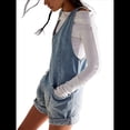 thumbnail image 2 of Mono Corto Informal de Verano para Mujer, con Cuello en V, Sin Mangas, Corte Holgado. Azul XL, 2 of 8