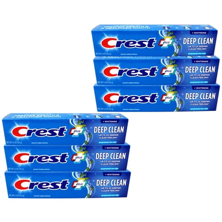 6 Pack - Crest Whitening Plus Deep Clean Toothpaste, Effervescent Mint, 5.4 OZ