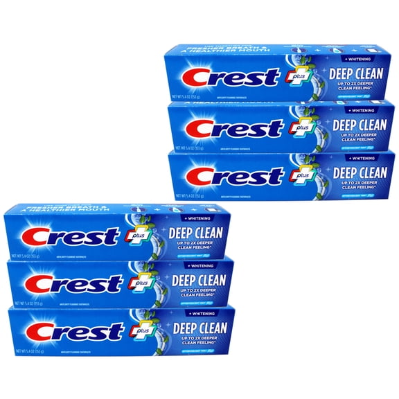 6 Pack - Crest Whitening Plus Deep Clean Toothpaste, Effervescent Mint, 5.4 OZ