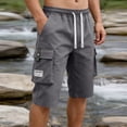 thumbnail image 2 of OIOLOYJM Mens Cargo Shorts Casual Drawstring Summer Athletic Hiking Bermuda Shorts Relaxed Fit Outdoor Work Shorts with Multi Pockets Gray S, 2 of 5