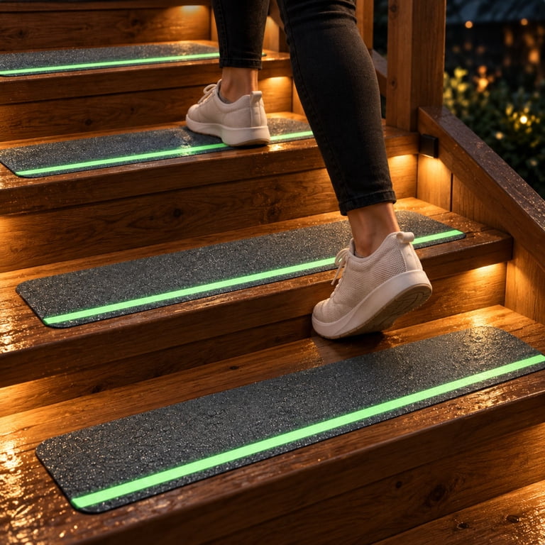 DecorX Glow Stair Treads, 12-Pack, Gray, With Roller photo 1