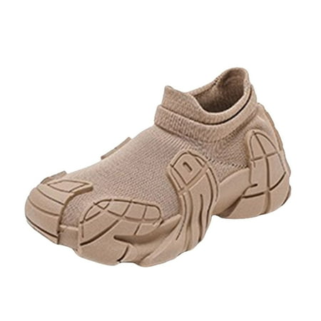 Quealent Little/Big Boys Tennis Shoes Anti Slip Lightweight Soft Toddler First Walkers for Walking Running (Khaki 4.5)