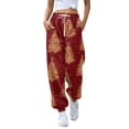 thumbnail image 2 of Womens Christmas Sweatpants Baggy Drawstring Tapered Leg Bottom Casual Workout Pant with Pockets, 2 of 6
