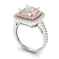 thumbnail image 2 of Clara Pucci 14K White/Rose Gold Solid Gold Moissanite Halo Anniversary Ring for Women - 2.07 cttw Princess Cut, 2 of 8