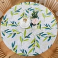 thumbnail image 1 of GFDYREE Round Vinyl Fitted Tablecloth with Flannel Backing Elastic Edge Plastic Table Cover Waterproof Table Cloth Stain-Resistant Wipeable for 45"-56" Round Table, 1 of 7