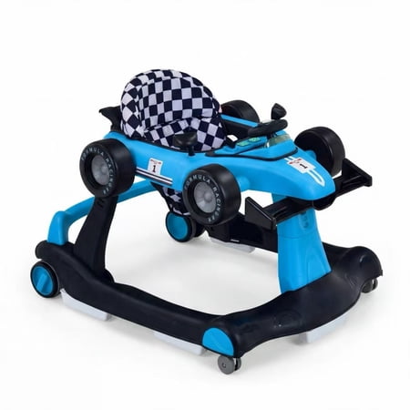 ELLEGNT 4-in-1 Baby Walker with Wheels Baby Activity Center with Adjustable Height & Speed Music Lights & Anti-Rollover Foldable Toddler Push Walker for Boys Girls 6-12 Months