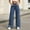 Dark Blue, variant on Women's Denim Pants, Button & Zipper with Bead Embellishment, Straight Leg Outdoor Long Trousers with Pockets Dark Blue M