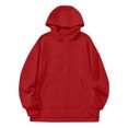 thumbnail image 4 of Womens Long Sleeve Shirts Casual New Womens Oversized Half Zip Hoodies Long Sleeve Casual Sweatshirts Loose Fall Pullover Tops with Pockets Red XXL, 4 of 5