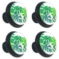 thumbnail image 1 of 4 Pcs Tropical Green Leaves Knobs for Kitchen Cabinet Cupboard Dresser Bookcase Drawer Pulls Handles Round Home Decor, 1 of 7