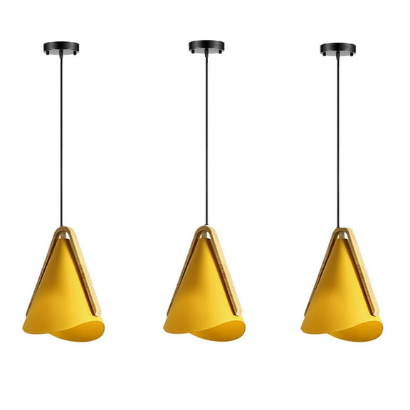 JLOWCO Set of 3 Single Pendant Lights Kitchen Island,farmhouse 3 Light Pendant Over Sink Lighting Fixtures Kitchen,Kitchen Island Lighting Fixtures Yellow (LED Bulb Include)