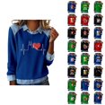 thumbnail image 1 of Mardi Gras Chemises à Manches Longues pour Femmes 2026 Mode Denim Patchwork Col à Revers Chandail en Molleton Graphique, 1 of 2