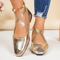 thumbnail image 4 of KEGIRLOM Women's Casual Versatile Solid Color Soft Soled Shoes Trendy Loafers Flat Shoes Gold 9, 4 of 9