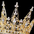 thumbnail image 4 of HAHDAXIA 4" Height Luxury Full Crown Clear Rhinestone Crystal Silver/Gold Plated Tiara Pageant Bridal Prom Wedding Crown (Gold-2), 4 of 7