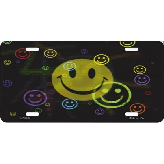Multi Colored Smiley Metal License Plate