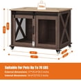 thumbnail image 3 of IDEALHOUSE Light Oak Top & Dark Body Rolling Credenzas & Sideboards, Dog Crate End Table, Sliding Barn Door, Removable Divider, Flip Top, Mobile Indoor Pet Furniture, 3 of 8