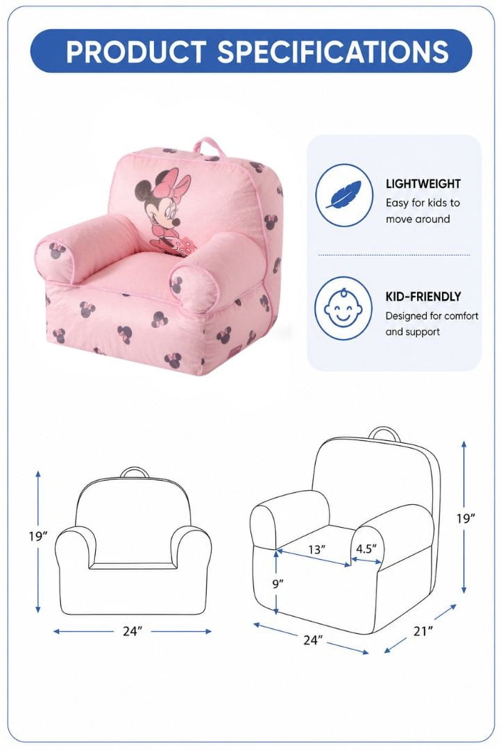 Minnie Mouse Toddler Square Bean Bag Chair, Pink
