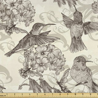 Ambesonne Vintage Fabric by The Yard, Birds and Dragonflies with Modern  Doodle Style Animal Inspired Design, Decorative Satin Fabric for Home  Textiles and Crafts, 1 Yards, Pastel Brown Pale Orange