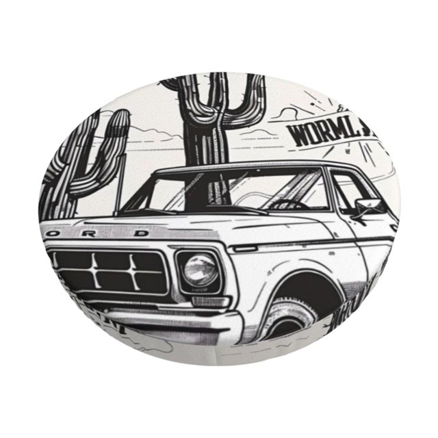 Balery Vintage Cactus Pickup Fundas de asiento para taburete de bar redondo de tela de terciopelo ajustables que protegen de arañazos y manchas para sillas de 14 a 17 pulgadas.-14 inch