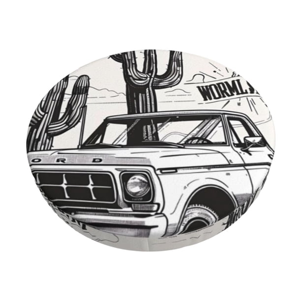 Balery Vintage Cactus Pickup Fundas de asiento para taburete de bar redondo de tela de terciopelo ajustables que protegen de arañazos y manchas para sillas de 14 a 17 pulgadas.-14 inch